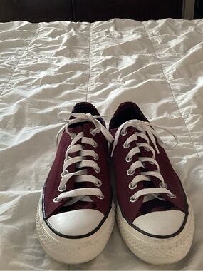 Converse Maroon Canvas High-Top Sneakers with White Laces